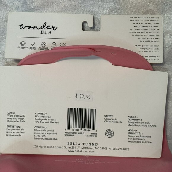 NIP Pink Silicone Bib Who Runs the World? Girls Bella Tunno Gift Baby - Picture 2 of 5